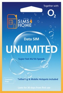 O2 Data Sim Card Preloaded with UNLIMITED 4G/5G Data