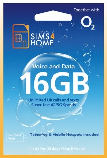 O2 Sim Card Preloaded with Unlimited UK Calls, Texts & 16GB of 4G/5G Data
