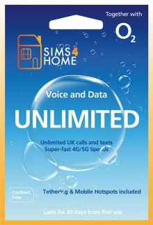 O2 Sim Card Preloaded with Unlimited UK Calls, Texts & 4G/5G Data