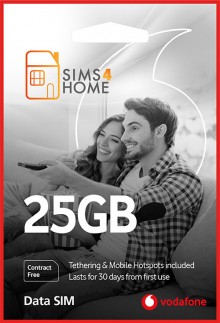 Vodafone Data Sim Card Preloaded with 25GB of 4G/5G Data