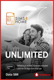 Vodafone Data Sim Card Preloaded with UNLIMITED 4G/5G Data